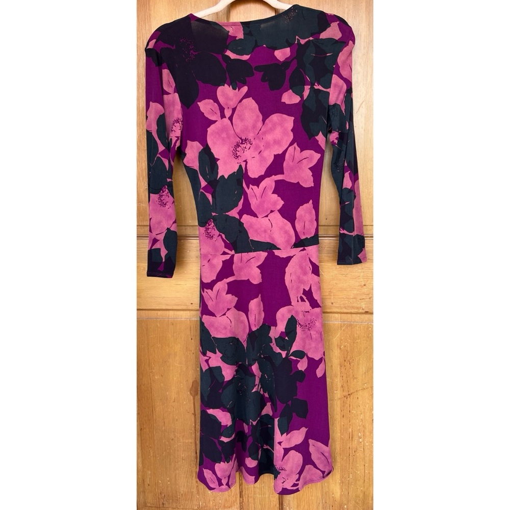 CAbi Purple Shadow Floral Faux Wrap Jersey Dress M - Picture 2 of 11